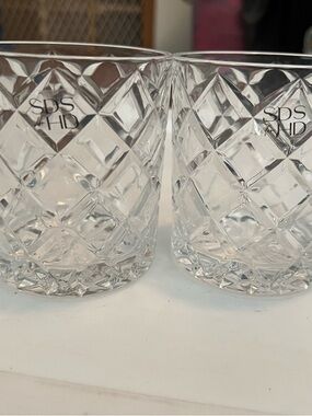 SDS HD Cut Crystal Double Old Fashioned Glasses - Clear (Set of 2)